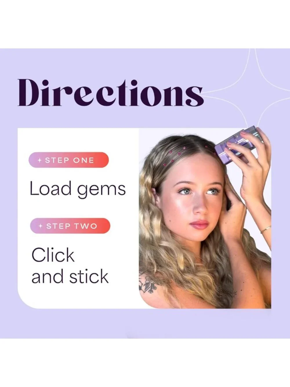 240 Stick-On Hair Gems Kit with Stamper Tool | Easy Apply, Hair-Safe Sparkle for